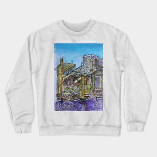 Watercolor Sketch - 7 Issaquah Dock, Sausalito, Califonia 2012 Crewneck Sweatshirt